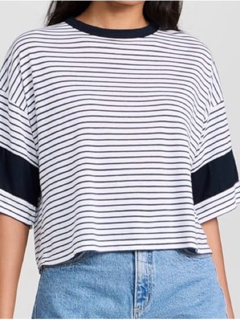 Sundry White Boxy Blocked Tee